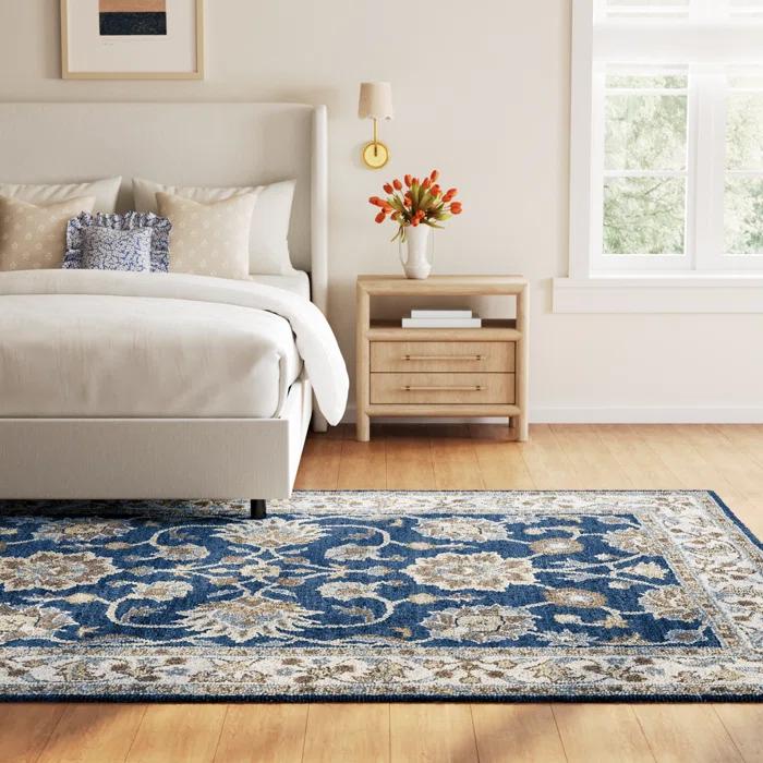 Onca Oriental Handmade Tufted Wool Blue Area Rug