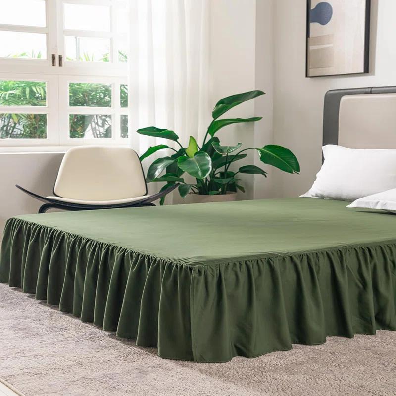 LUCULY Bed Skirt Queen Size Ruffled Bed Skirt with Split Corners, Queen Bed Skirt Drop