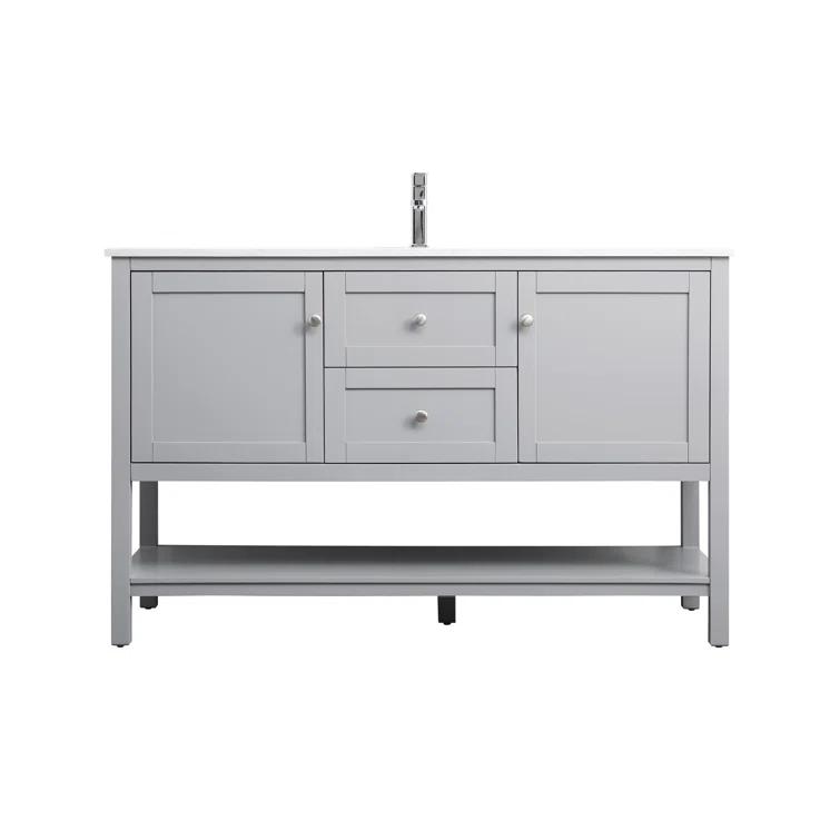 Hokku Designs Heath 54’’ Bathroom Vanity With Engineered Marble