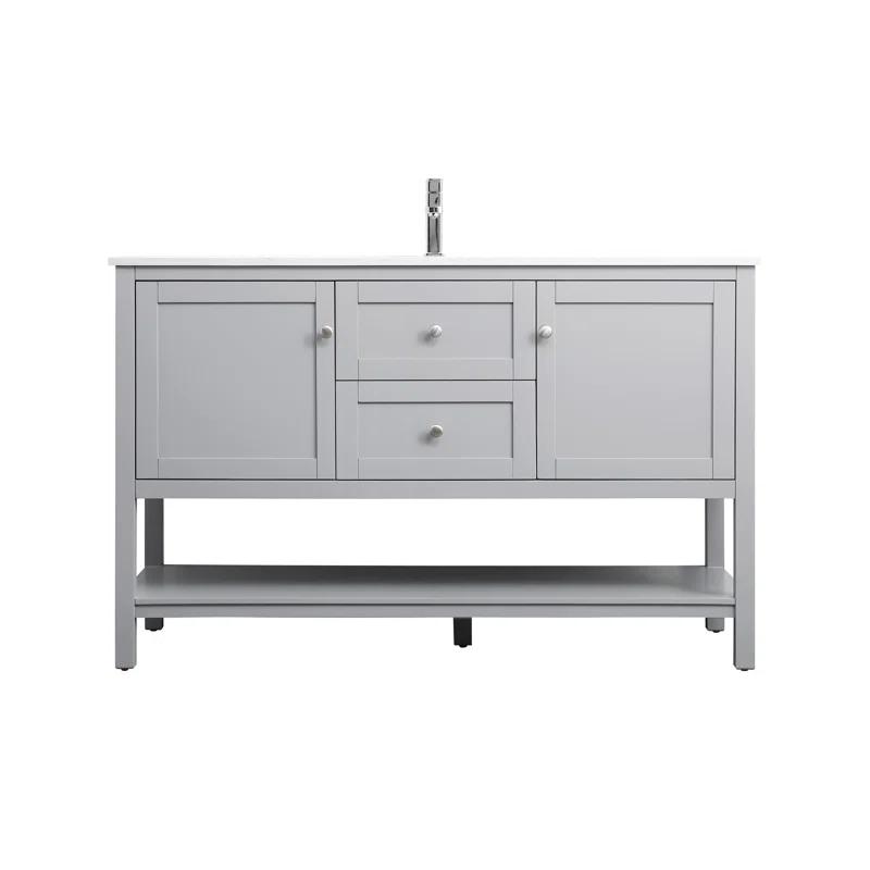 Hokku Designs Heath 54’’ Bathroom Vanity With Engineered Marble