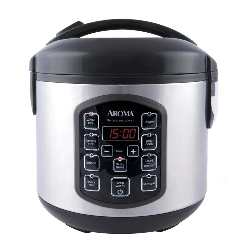 Aroma AROMA Professional Digital Rice Cooker, Multicooker, 4-Cup (Uncooked) / 8-Cup (Cooked), 2 Qt, Stainless Steel Exterior