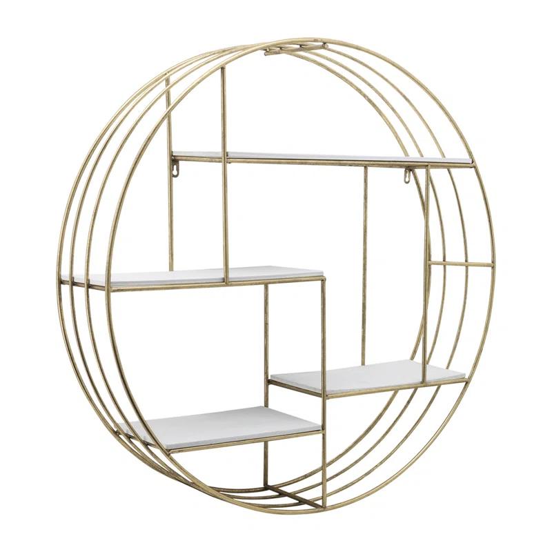 Birch Lane™ Kittle 4 Piece Round Floating Shelf with Hooks