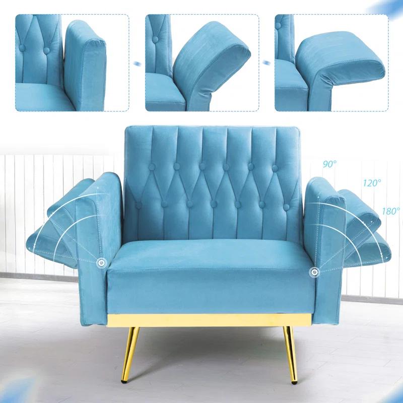 Everly Quinn Siemon Velvet Accent Chair with Ottoman