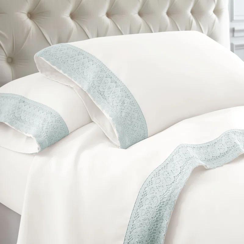 Modern Threads Modern Threads Yate Soft Microfiber Crochet Lace Sheets - Luxurious Microfiber Bed Sheets - Includes Flat Sheet, Fitted Sheet with Deep Pockets, & Pillowcases