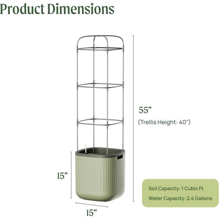 Vego Garden Mini Tomato Plastic Outdoor Pot Planter with Trellis
