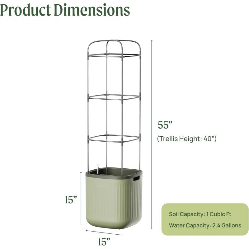 Vego Garden Mini Tomato Plastic Outdoor Pot Planter with Trellis