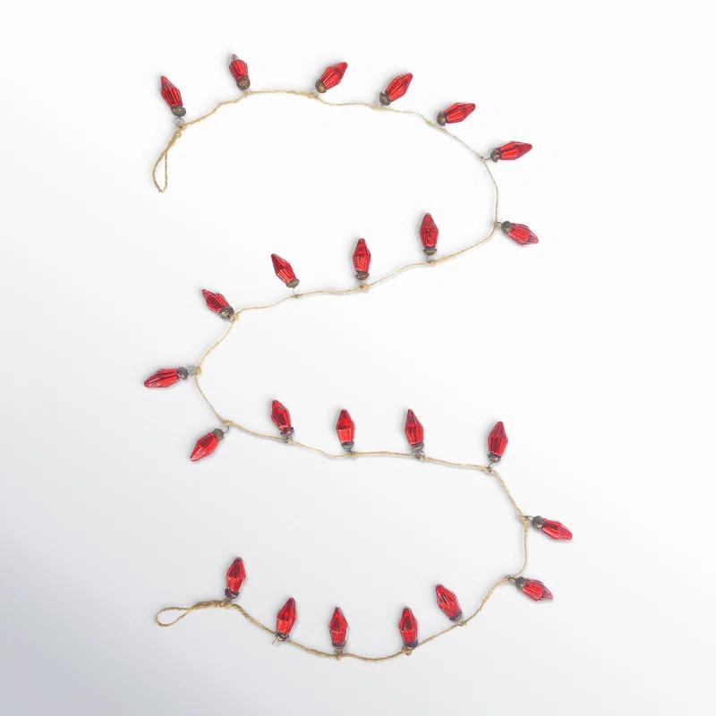 Mercury Glass Ornament Garland On Jute String