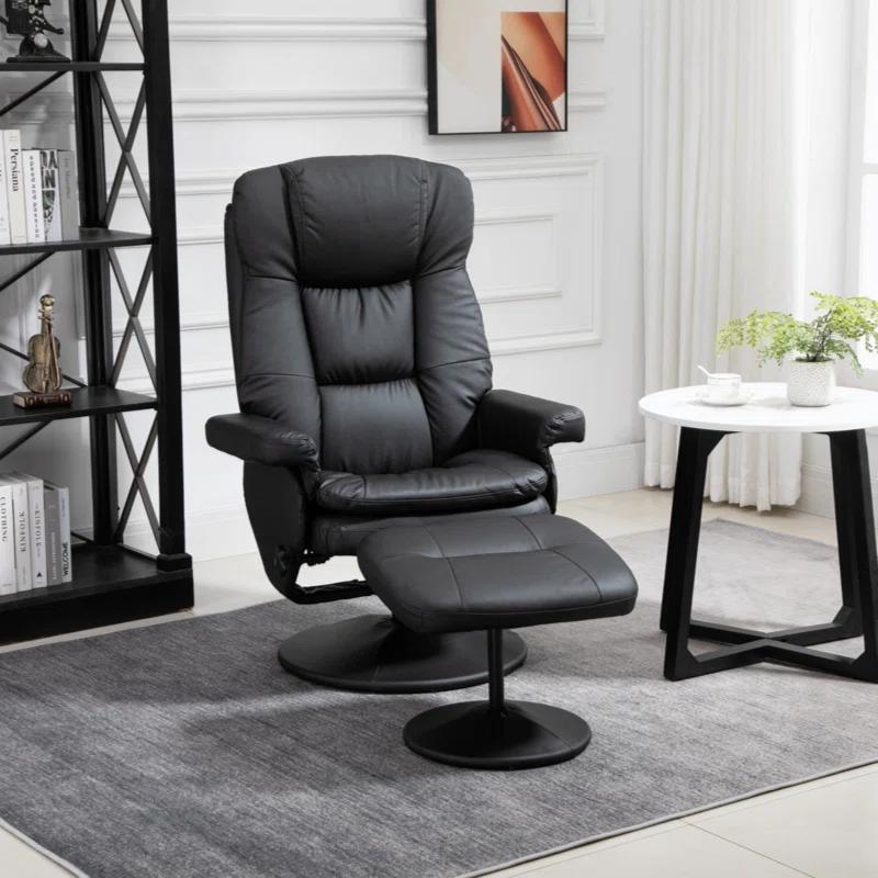 Faux Leather Recliner with Ottoman