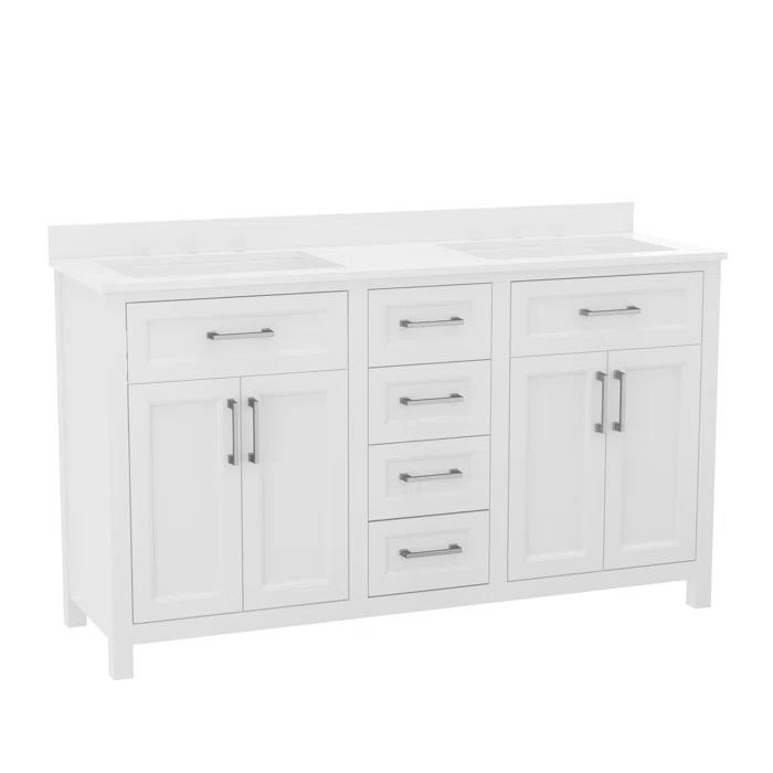 Flash Furniture Bathroom Vanity With 2 Sinks, 2 Storage Cabinets, And 6 Drawers & Reviews | Wayfair