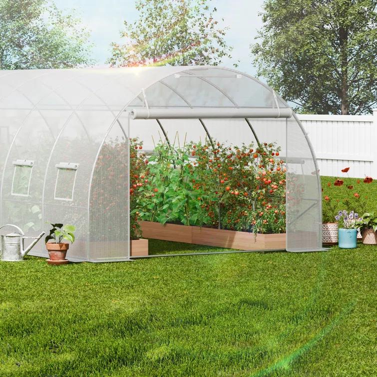 VEVOR Walk-in Tunnel Greenhouse Galvanized Frame PE Cover