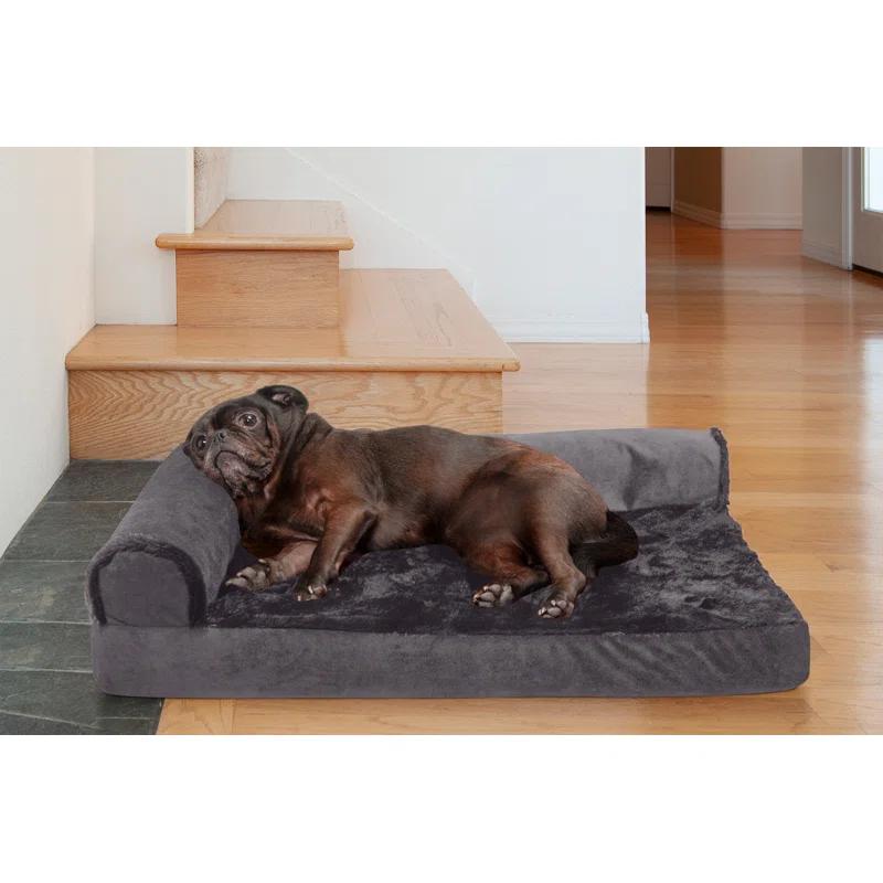 FurHaven Plush & Velvet Deluxe L-Chaise Orthopedic Pet Bed