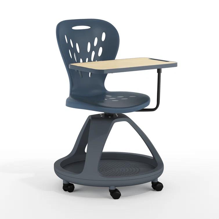 Flash Furniture Mobile Desk Chair with 360° Tablet Rotation and Storage Cubby