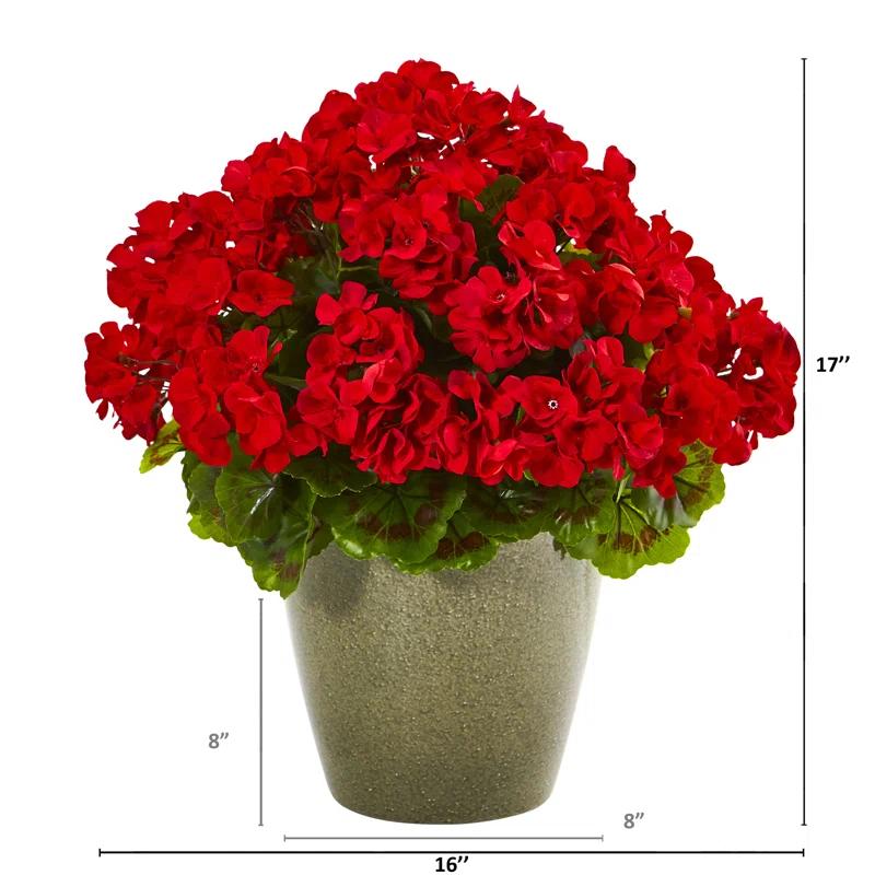 Wrought Studio™ 17in. Geranium Artificial Plant UV Resistant (Indoor/Outdoor)