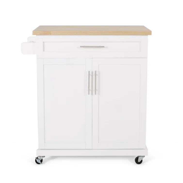 Red Barrel Studio® Modern Functional Kitchen Cart with Manufactured Wood Top,Storage Cart with Drawer