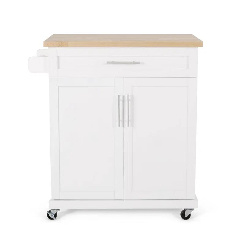 Red Barrel Studio® Modern Functional Kitchen Cart with Manufactured Wood Top,Storage Cart with Drawer