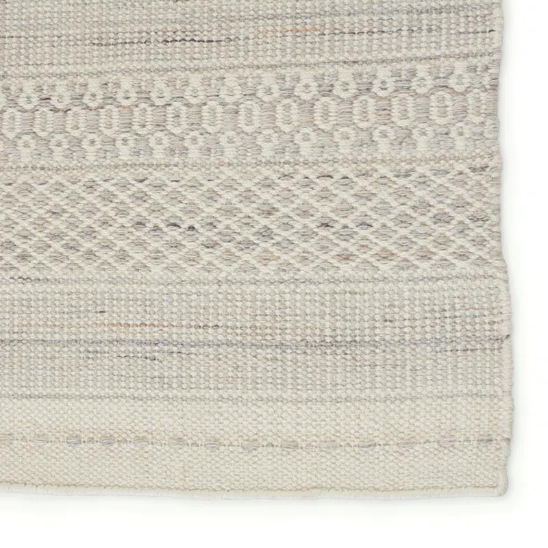 Gingham Geometric Handwoven Indoor/ Outdoor Area Rug in Cream