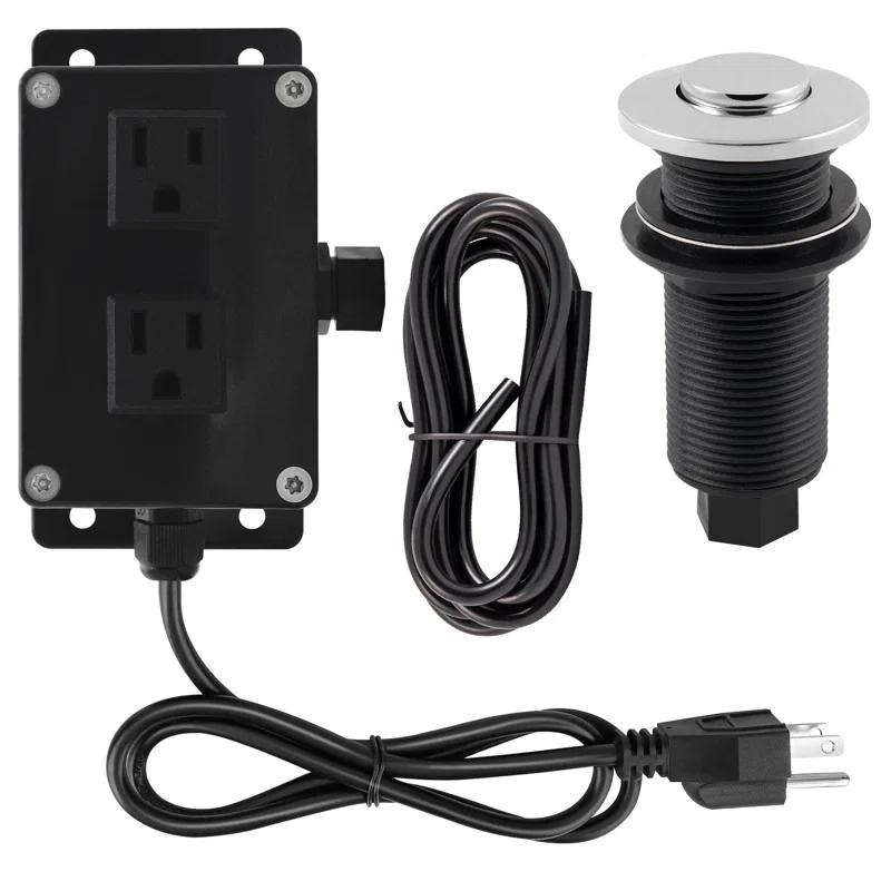 Westbrass Kitchen Sink Waste Disposal Air Switch and Dual Outlet Control Box, Flush Button