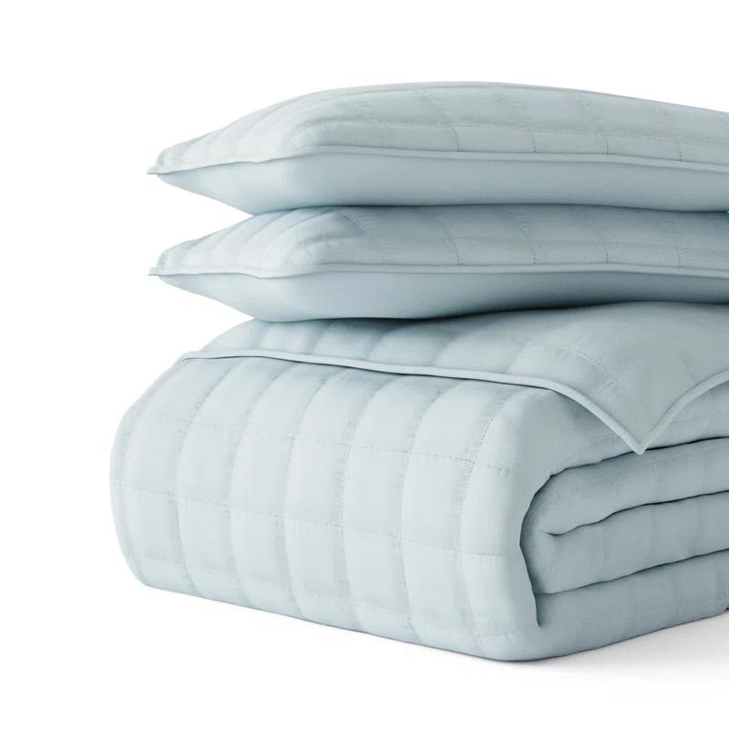 IEnjoy Home Simply Soft™ Double Brushed Microfiber Square Pattern Quilted Coverlet Set