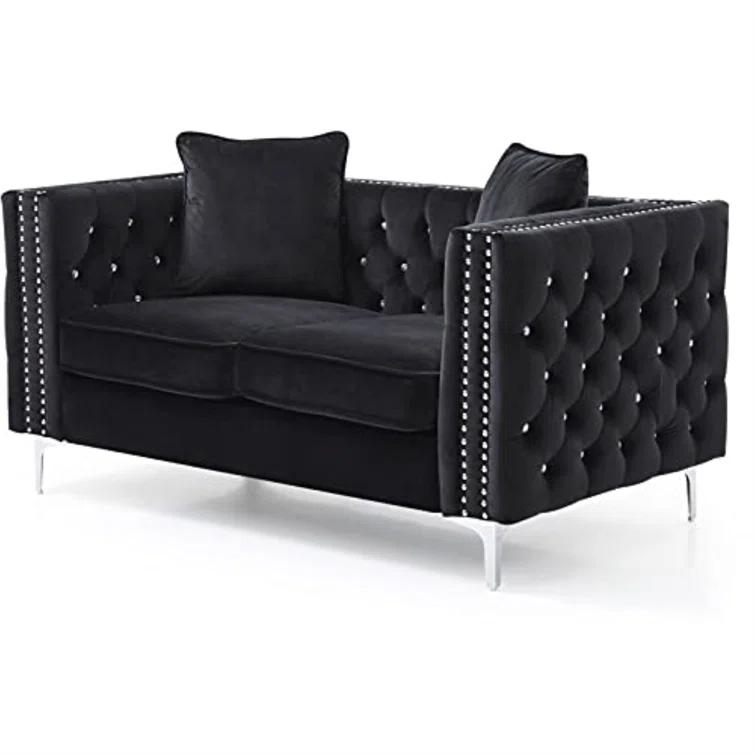 Glory Furniture Paige Mid Century Modern Velvet Loveseat