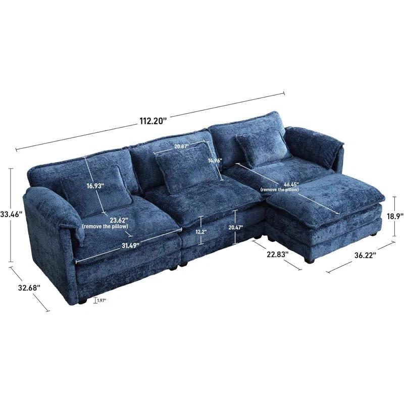 Latitude Run® Millan 112" L Shaped Modular Sectional Sofa with Ottoman & Memory Foam