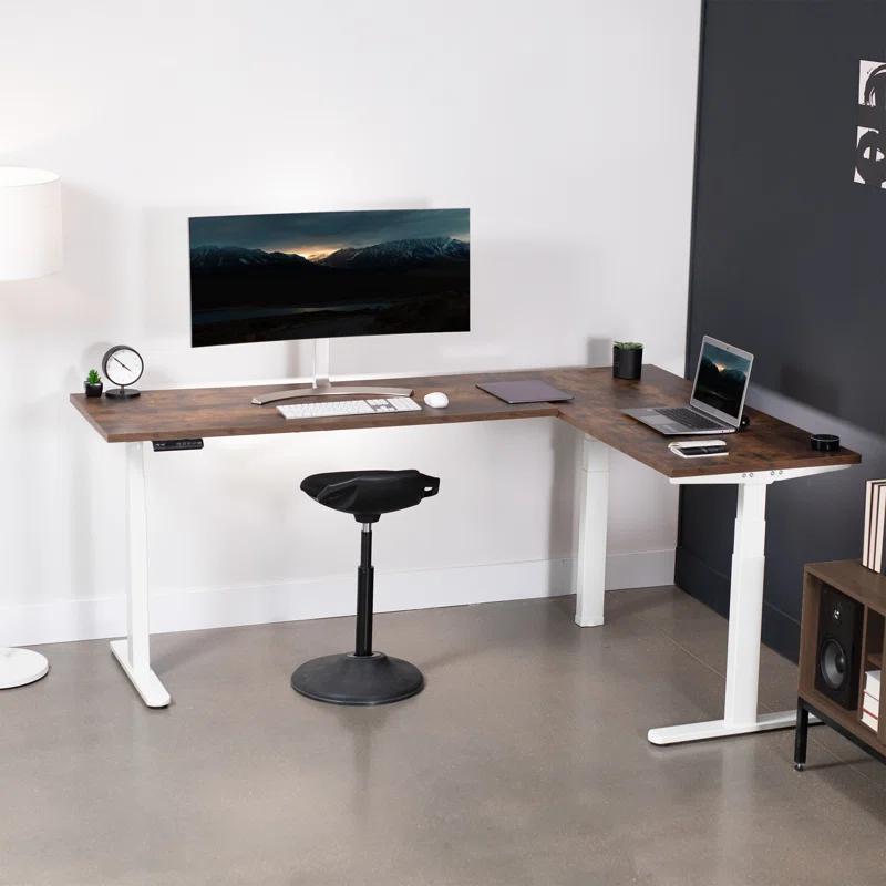 Vivo VIVO White Electric Motor Height Adjustable Corner 3 Leg Standing Desk Frame (Frame Only)