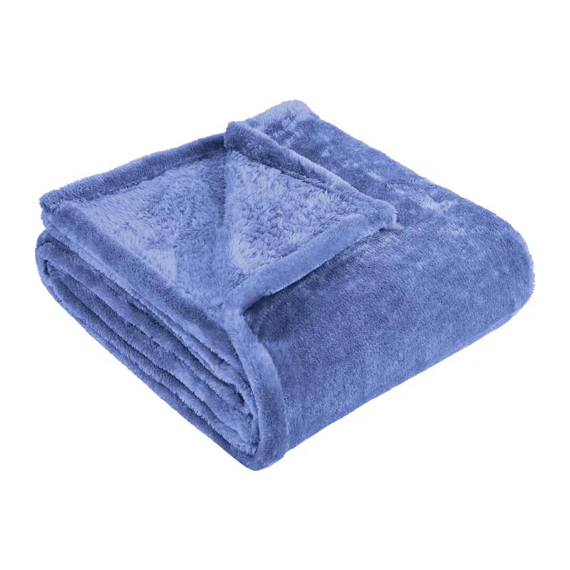 Superior Solid Polyester Reversible All-Season Fleece Throws Blanket
