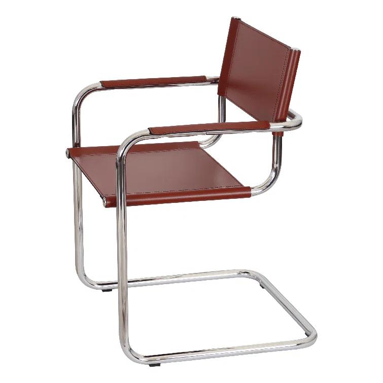 Breuer Chair Company Mart Stam Cantilever Armchair Arm Chair w/ Chrome-Plated Steel Frame (Various Bonded Leather Colors)