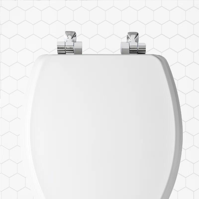 Mayfair by Bemis 7M1826NISL 000 Bennett Toilet Seat with Metal Hinges, Slow Close Wood Seat, Easy Install, Elongated, White
