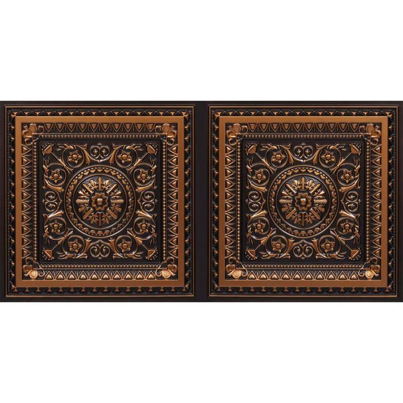 Marseille 24'' W Textured PVC Drop-In Ceiling Tile In Antique Gold