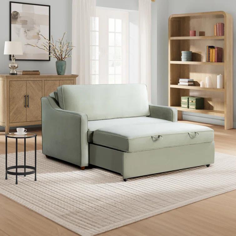 Serta Serta Juliette 62.2" Full Size Convertible Sofa, Dream Coil Comfort, Easy Assembly, Velvet Upholstery