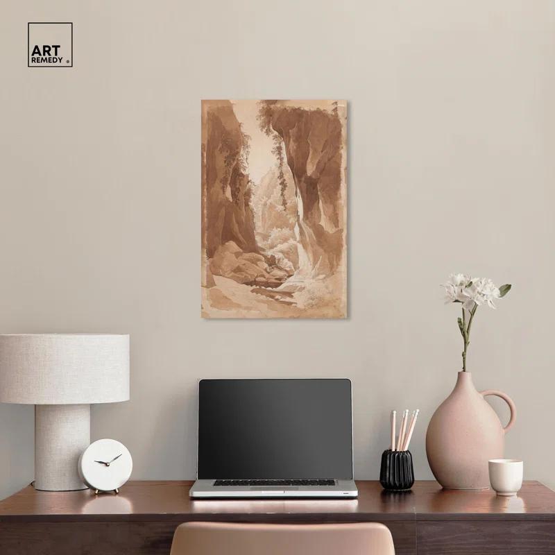 Art Remedy Cliffs Overhanging a River Canvas Vintage Landscape Art by Art Remedy