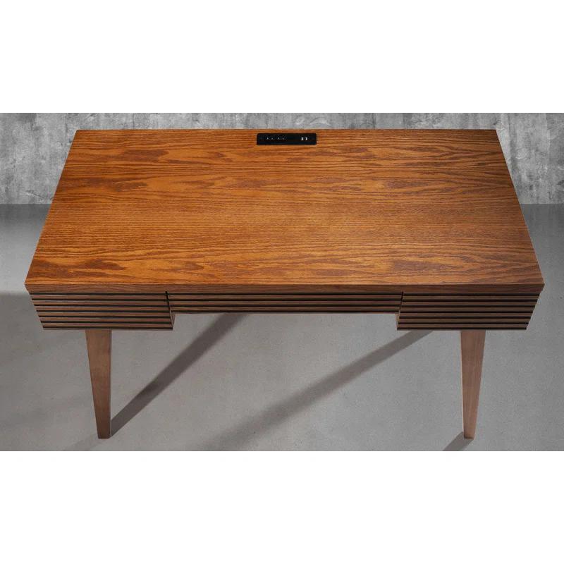 Furnitech Solid Wood Base Writing Desk with Power Outlet