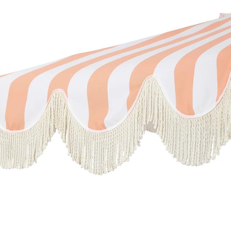 Arlmont & Co. Tasheba 9 ft. Classic Scalloped Fringe Half Market Patio Umbrella with Crank, and UV Protection