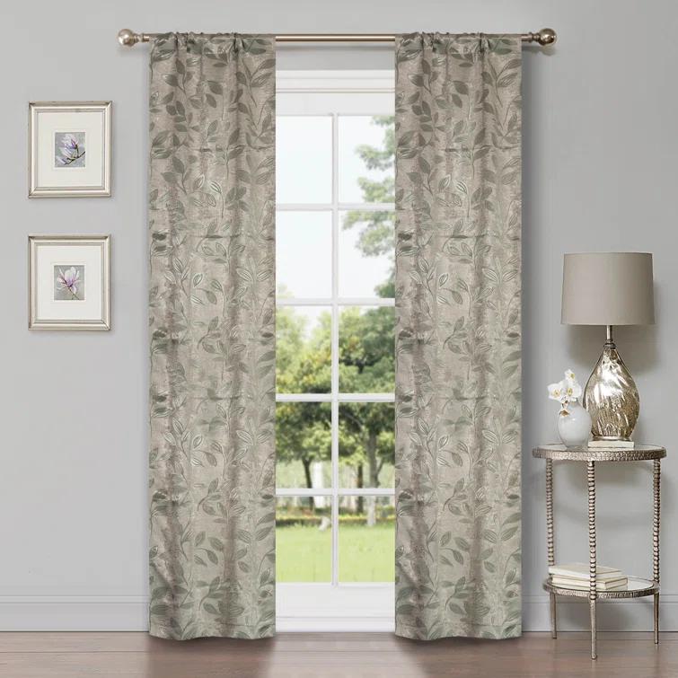 Superior Modern Bohemian Leaves Polyester Machine Washable Room Darkening Blackout Curtains by Superior (Set of 2)