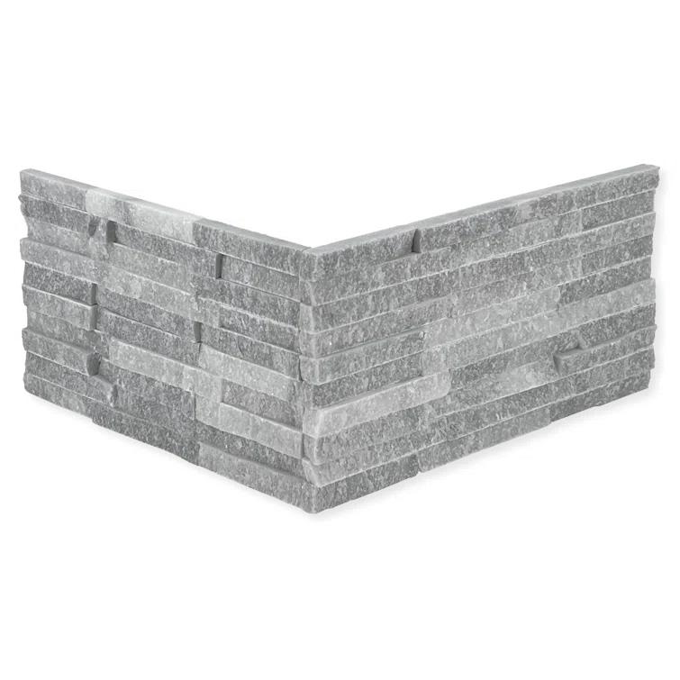 Cruz Bay Studio Slender Strip Corner 3in.x12in. Split Face Marble Wall Tile