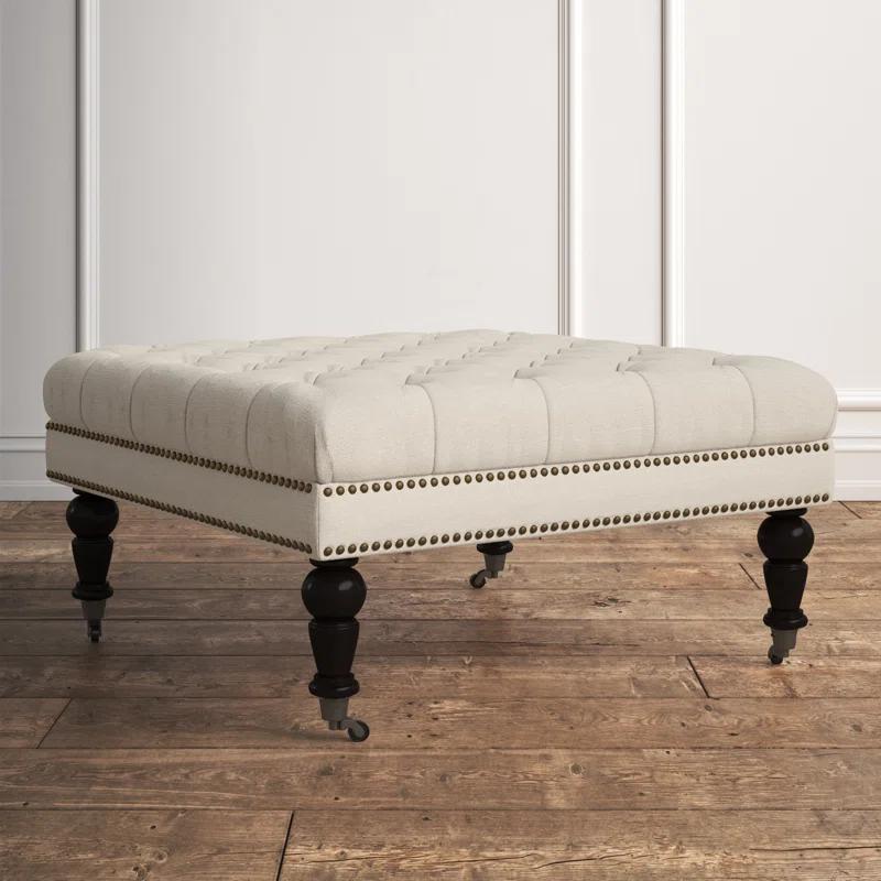 Kelly Clarkson Home Landis 35" Nailhead Trim Tufted Upholstered Ottoman