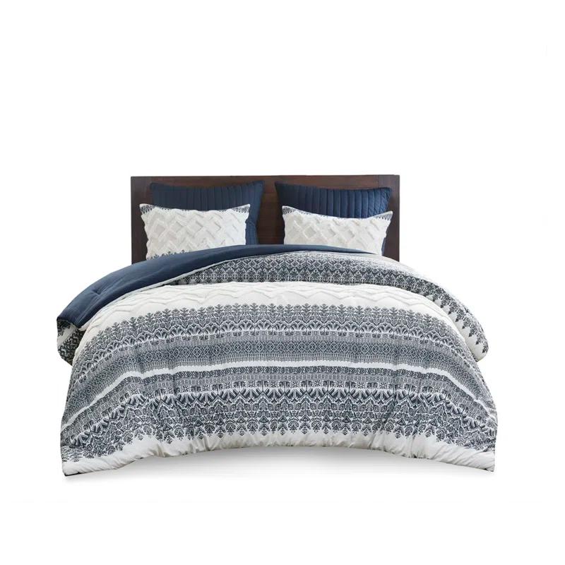 INK+IVY Mila 3 Piece Cotton Comforter Set with Chenille Tufting