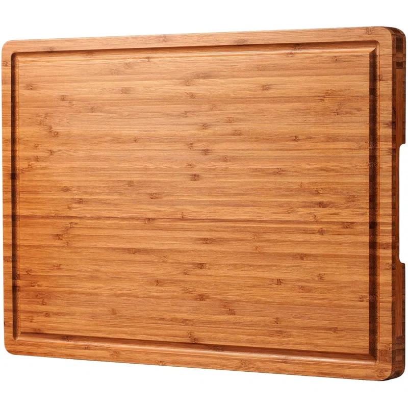 THIROX 24"X18" Bamboo Cutting Boards, XXL Charcuterie Cheese Platter Serving Tray With Handles And Juice Grooves, Solid Structure, Slim, Durable, Reversible