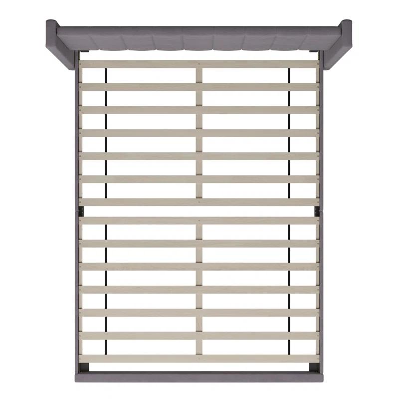 Ebern Designs Upholstered Platform Bed with Vertical Stitched Wingback Headboard, Slatted Mattress Foundation