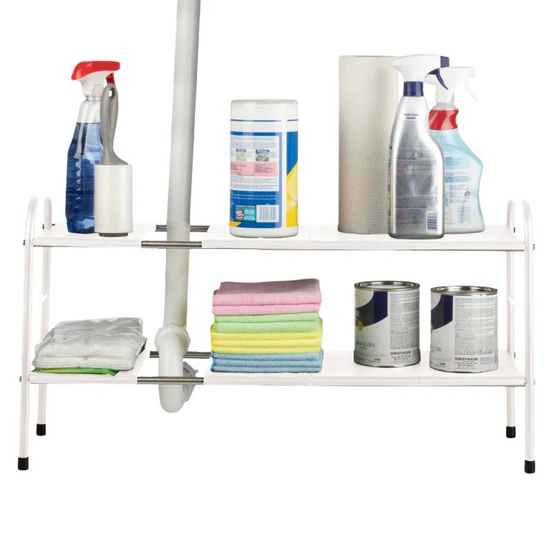 Under Sink Organizer - 2 Tier Adjustable Shelf Organizer with 8 Removable Panels - Kitchen or Bathroom Under Sink Organizers and Storage by Home-Complete