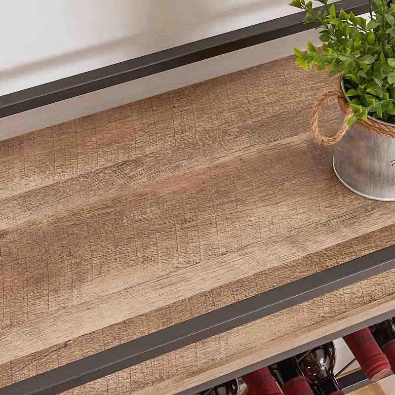 17 Stories Bar Cart For The Home, Rolling Wine Carts On Wheels With 3 Tier Wood Shelves, Liquor Beverage Cart With Wine Rack And Glass Holder