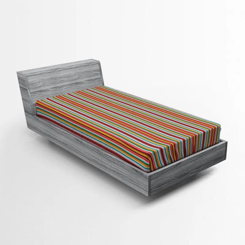 Ambesonne Microfiber Striped Fitted Sheet