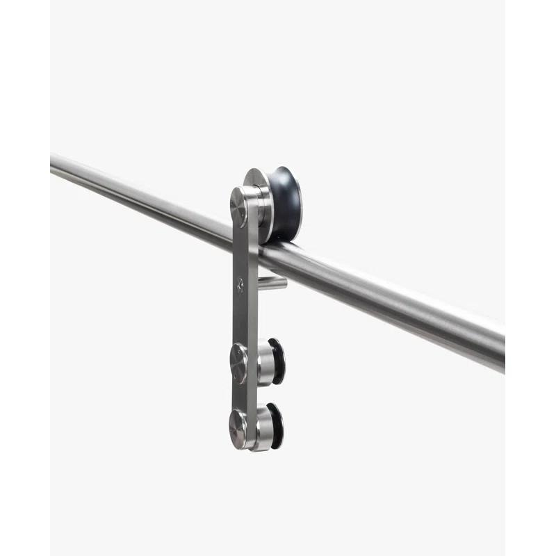 Rolling Barn Door Hardware Kit for Double Wood Doors with Routed Floor Guide