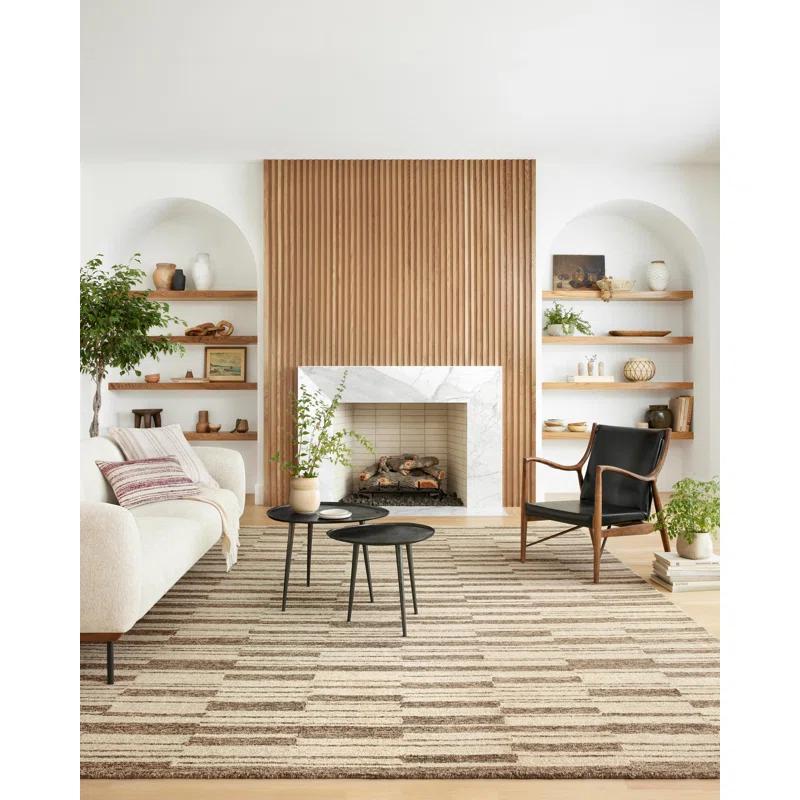 Chris Loves Julia x Loloi Polly Checkered Hand-tufted Beige/Tobacco Area Rug