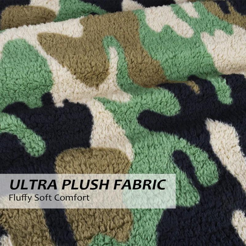 Catalonia Catalonia Camo Sherpa Throw Blanket, Fuzzy Snuggle Blanket for Camping Traveling Couch Bed, 50x60 inches