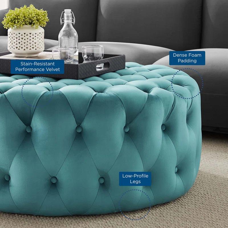 Modway Modway Amour Tufted Button Large Round Performance Velvet Ottoman