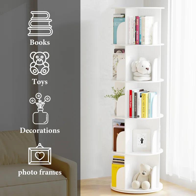 SpaceAid Rotating Bookshelf Tower, 360° Spinning Bookcase Lazy Susan, Revolving Round Carousel For Book Storage, Vertical Turning Spiral Corner Organizer