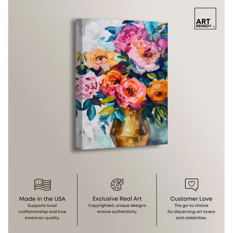 Art Remedy Opalescent Canvas Bright Floral Vases by Art Remedy