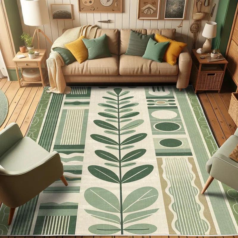 Ambesonne Mid Century High Density Long Fiber Poly Threads Decorative Area Rug Carpet