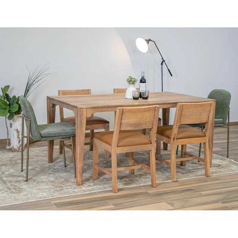 International Furniture Direct Tulum Solid Wood Chair With Upholstered Seat (Set of 2)